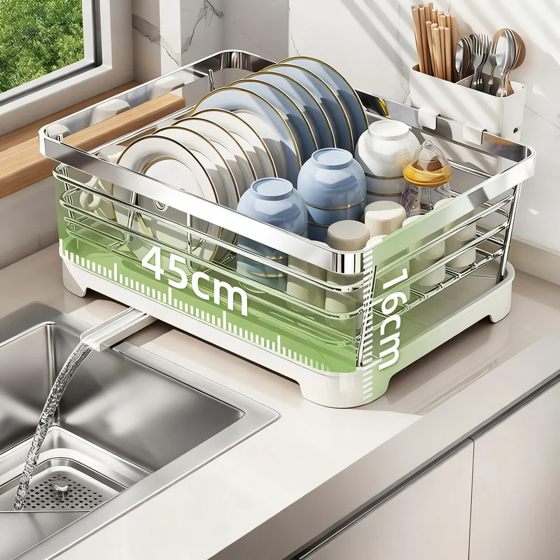 Stainless steel draining basket for dishes