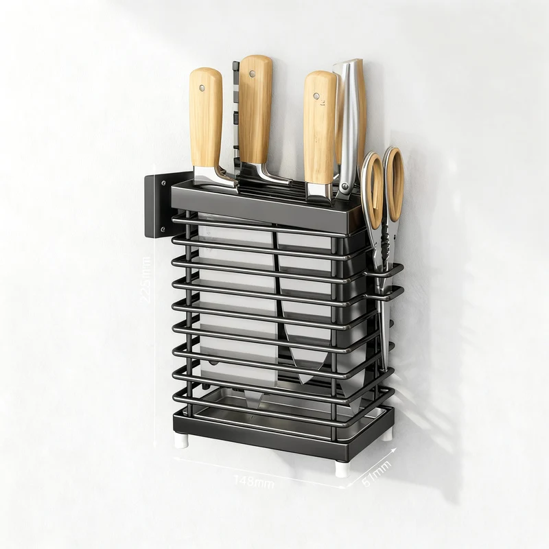 Knife holder and cutlery holder made of stainless steel