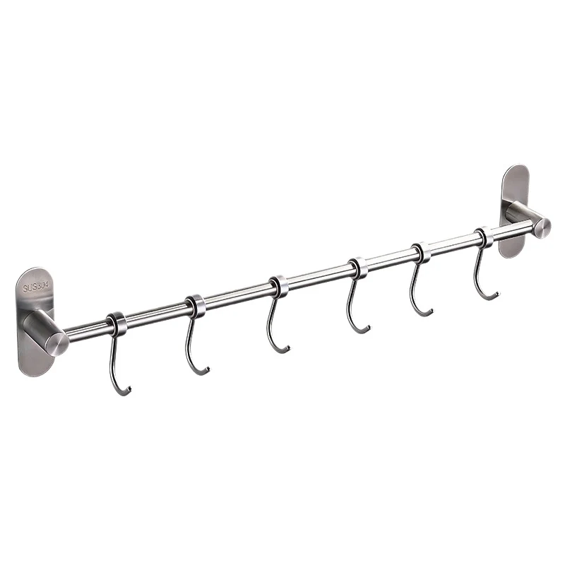 Stainless steel wall hook strip for kitchen utensils
