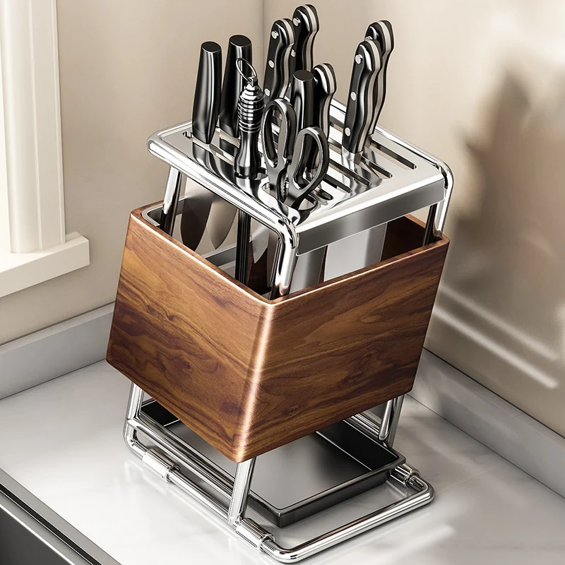 Multifunctional knife holder with wood look