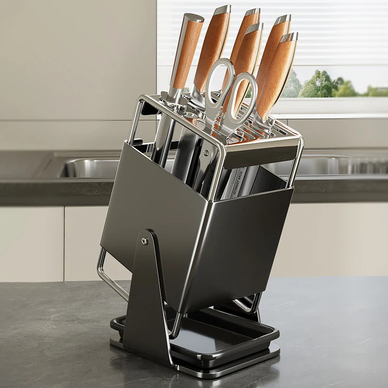 Multifunctional knife block set made of stainless steel