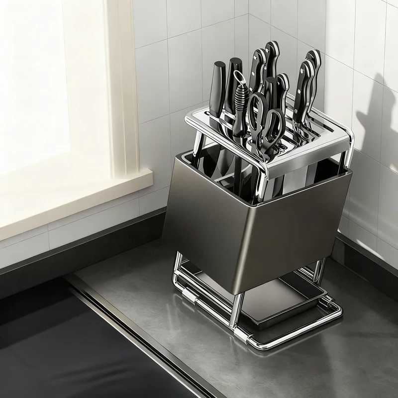 Multifunctional knife block set made of stainless steel