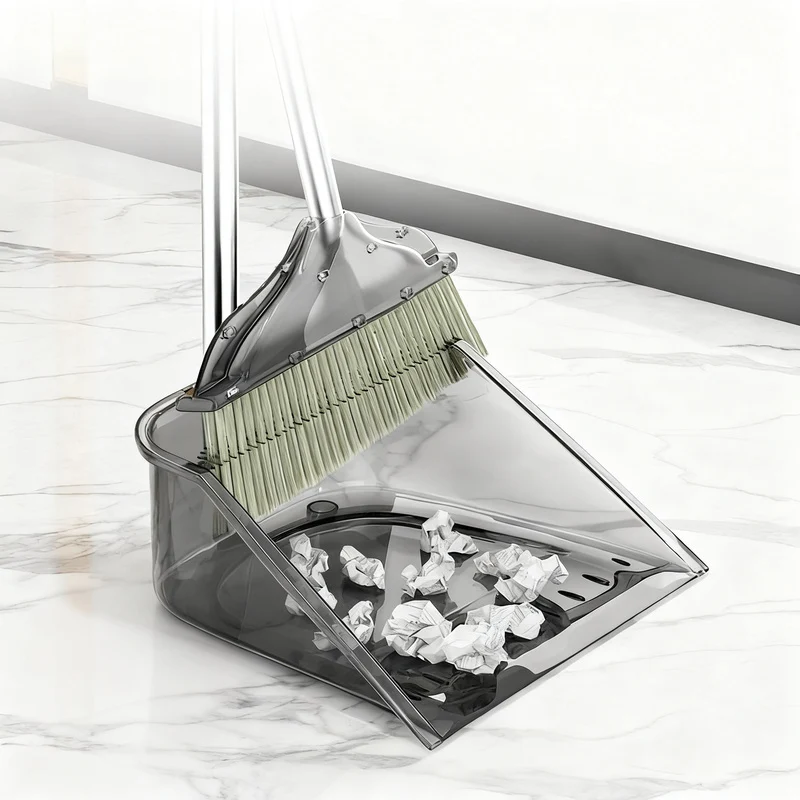 Plastic broom and dustpan set