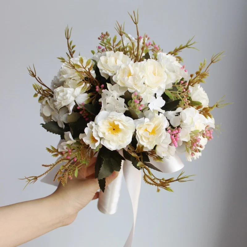 Lifelike Floral Bouquet with Silk Flowers