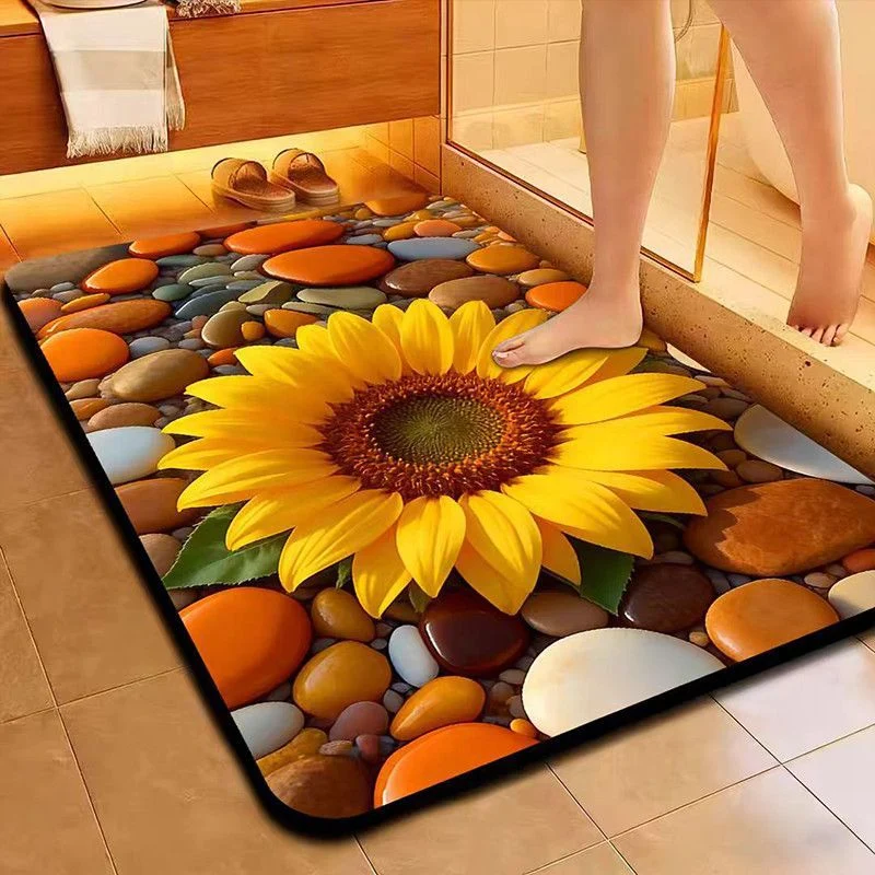 Artistic Floral Bath Mat
