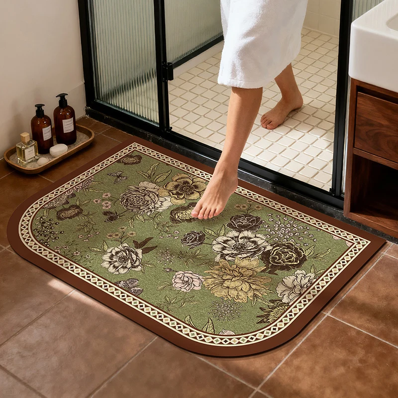 Artistic Floral Bath Mat