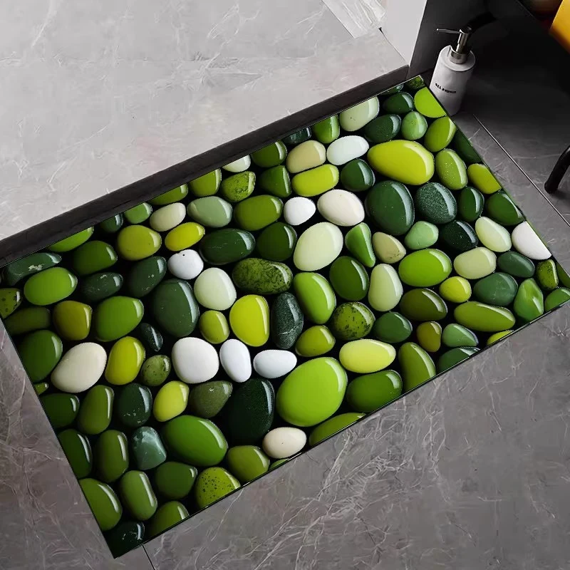 Artistic 3D Gemstone-Themed Bath Mat