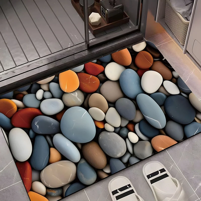 Artistic 3D Gemstone-Themed Bath Mat