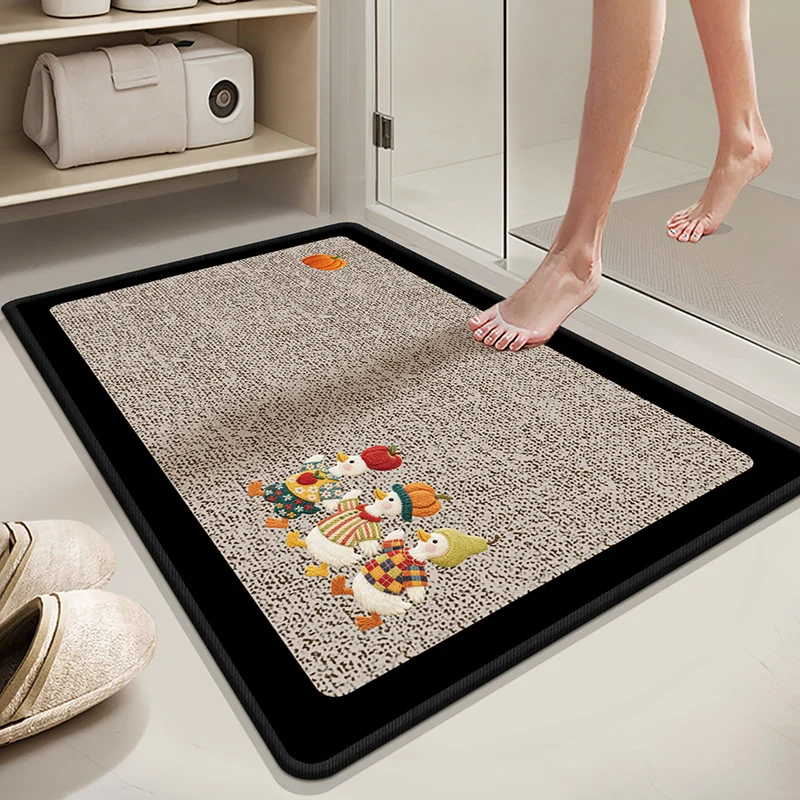 Absorbent Non-Slip Bath Mat with Winter Theme