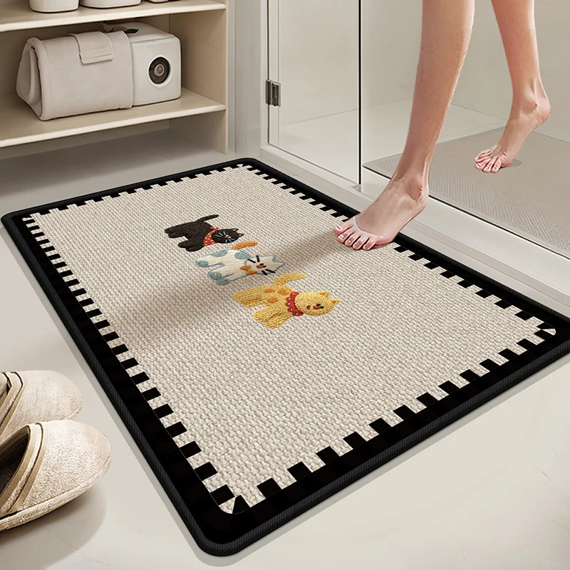 Absorbent Non-Slip Bath Mat with Winter Theme