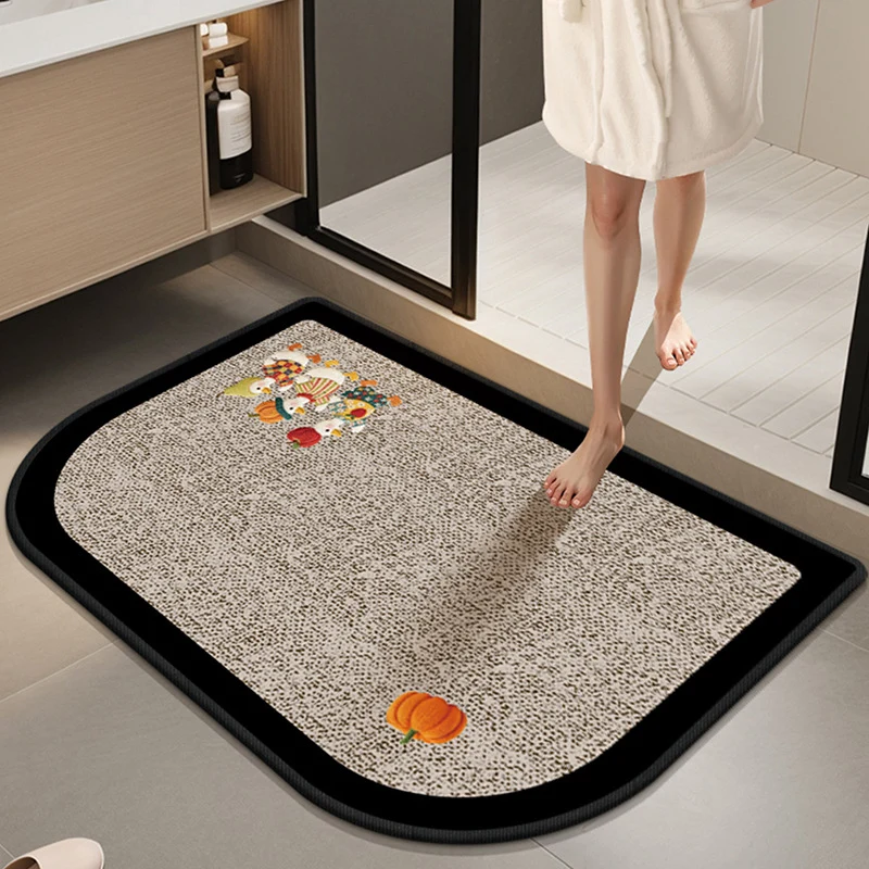 Absorbent Non-Slip Bath Mat with Winter Theme