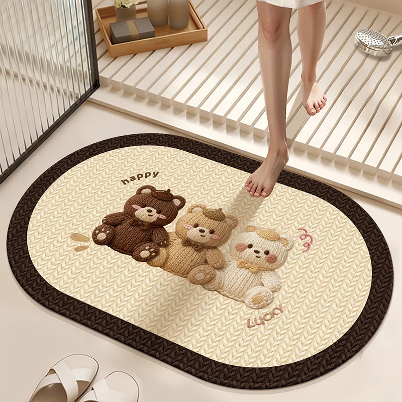 Absorbent Non-Slip Bath Mat with Winter Theme