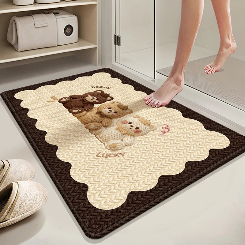 Absorbent Non-Slip Bath Mat with Winter Theme