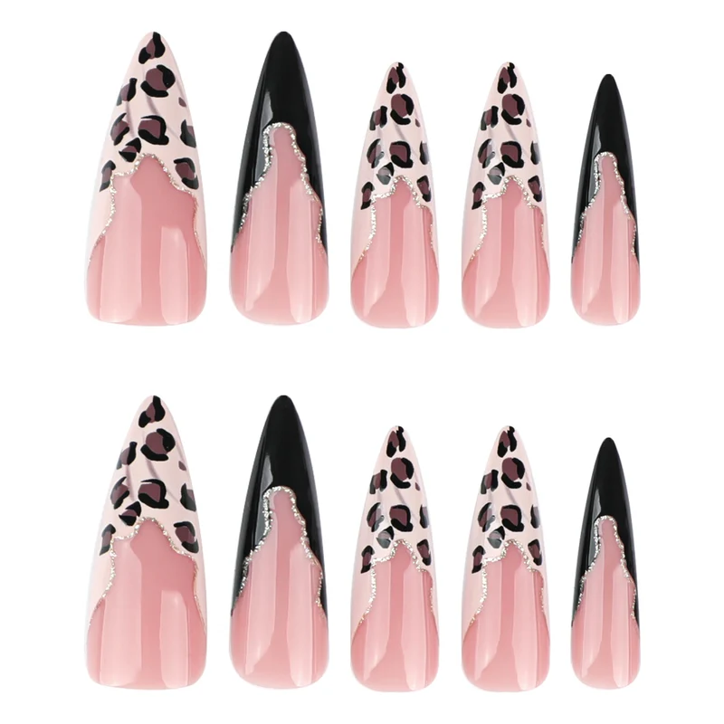 Kunstvolle Stiletto-Nägel im eleganten Leoparden-Design Karnz