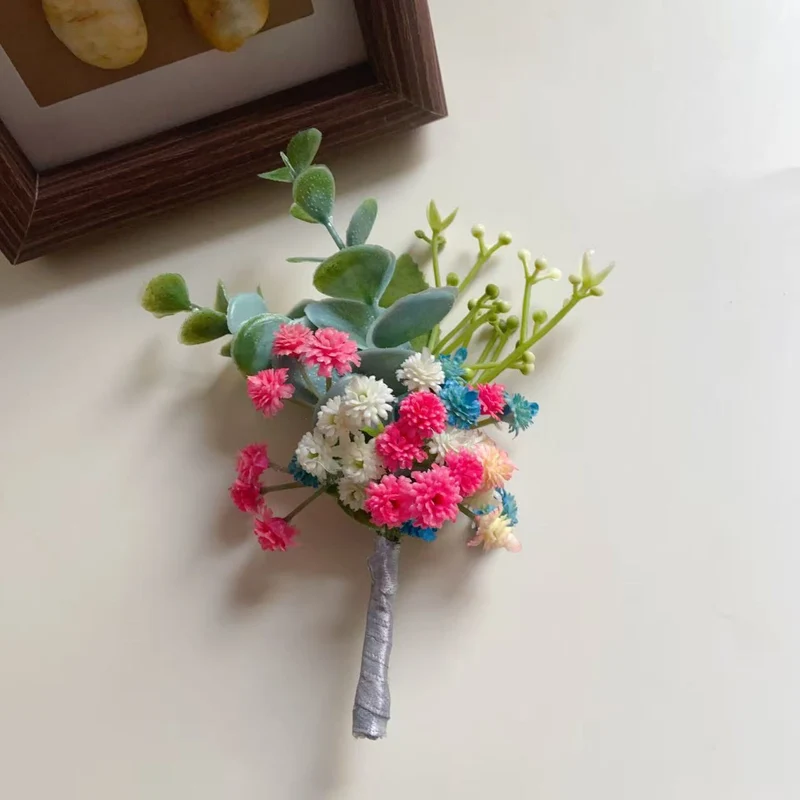 Floral Corsage with Mixed Succulents