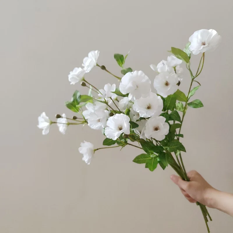Faux Floral Stem with Lifelike Blooms