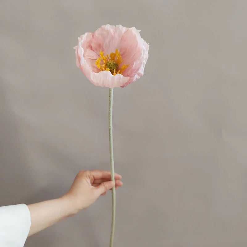 Elegant Faux Poppy Flower Stem