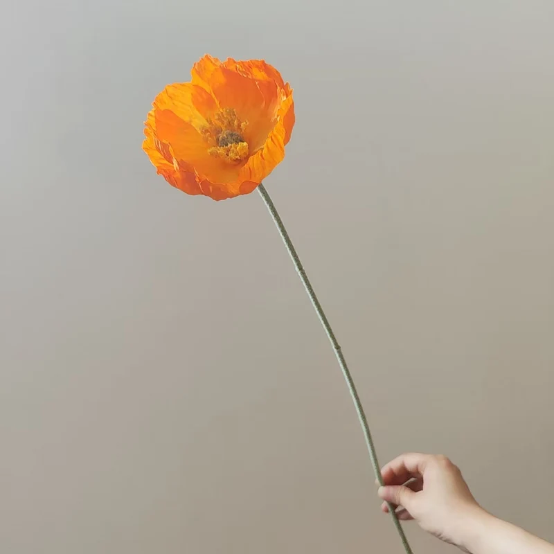 Elegant Faux Poppy Flower Stem