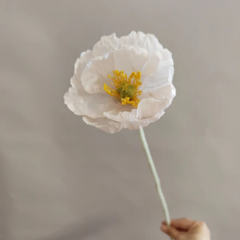 Elegant Faux Poppy Flower Stem