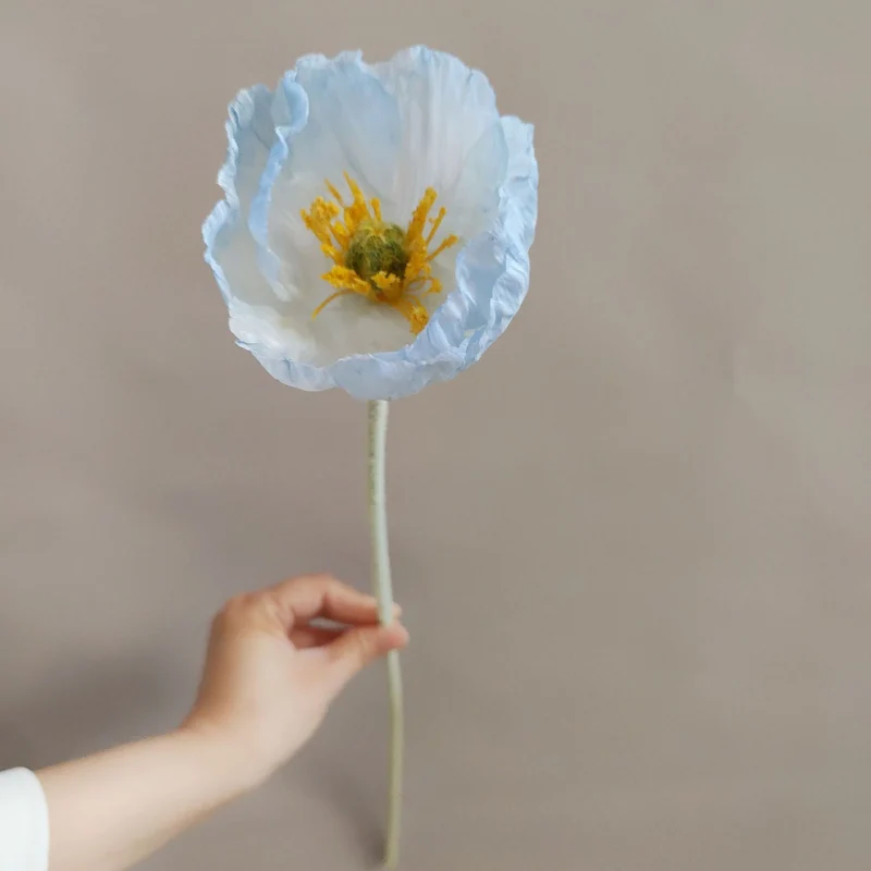 Elegant Faux Poppy Flower Stem
