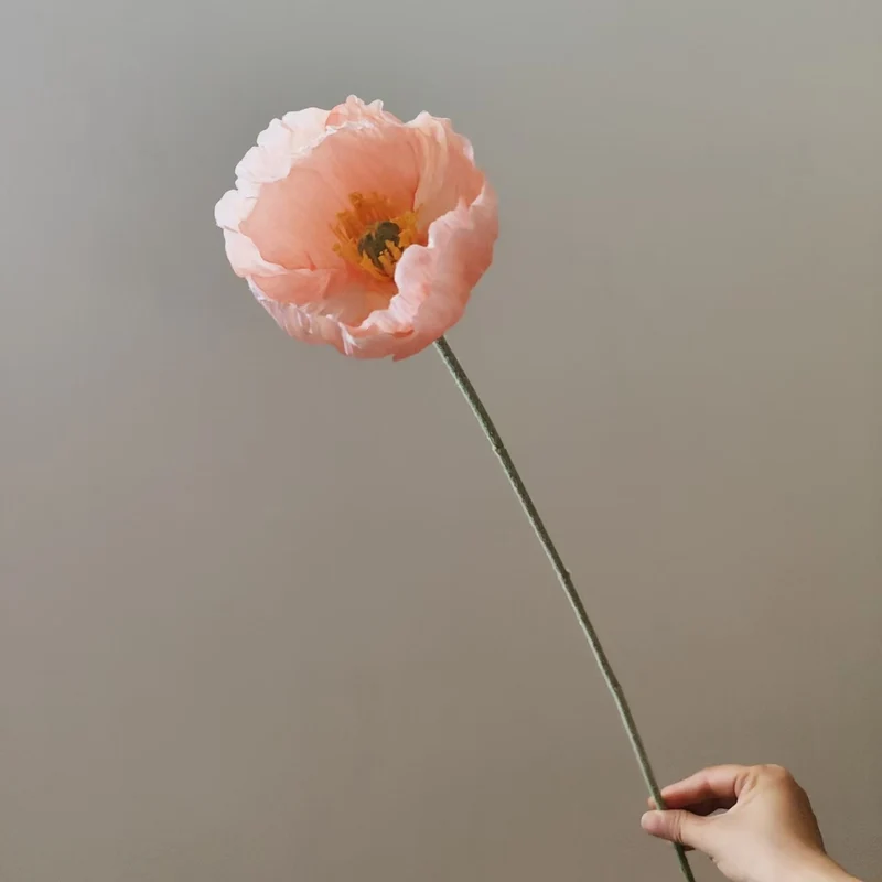 Elegant Faux Poppy Flower Stem