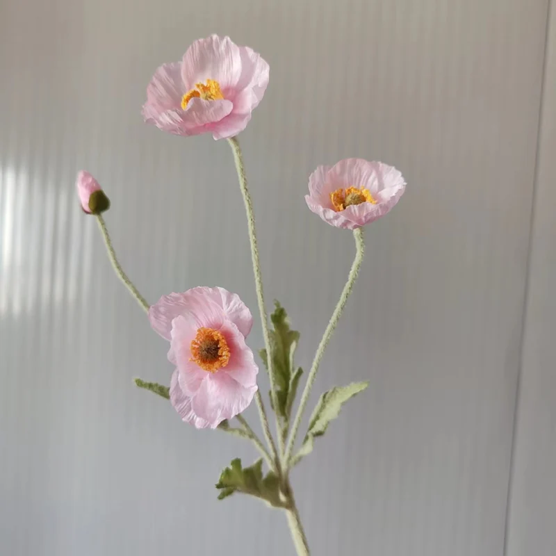 Lifelike Silk Poppy Flower Stem