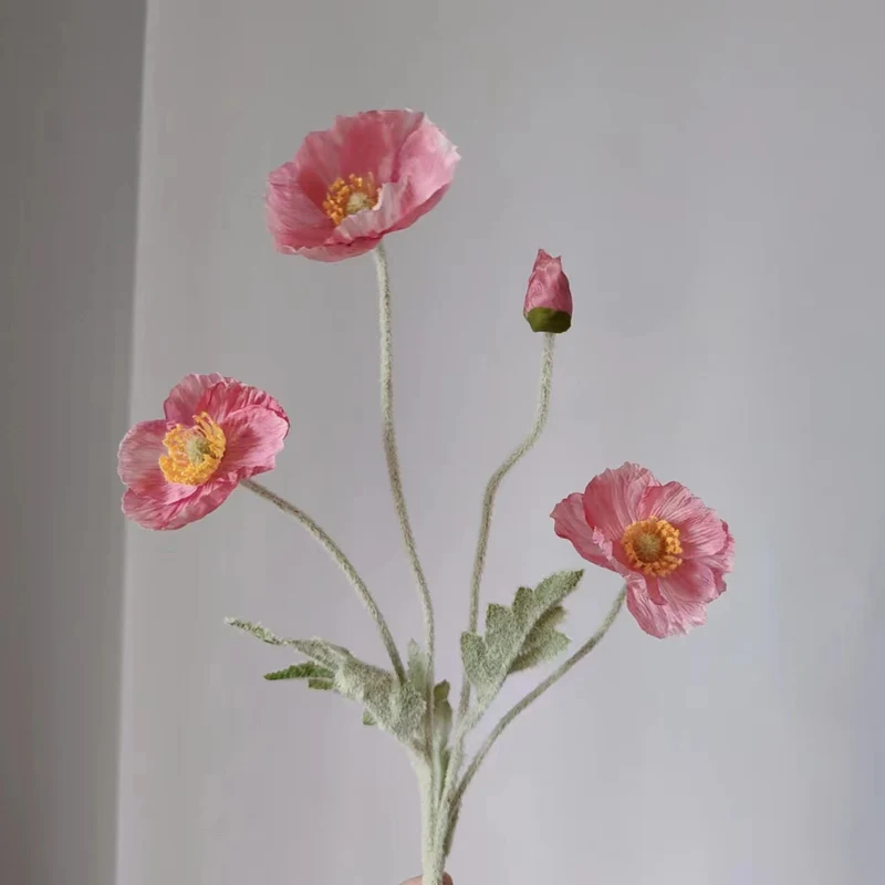 Lifelike Silk Poppy Flower Stem