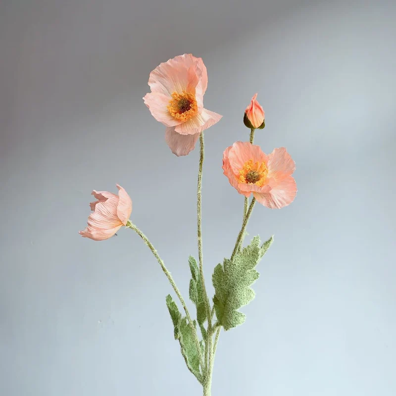 Lifelike Silk Poppy Flower Stem