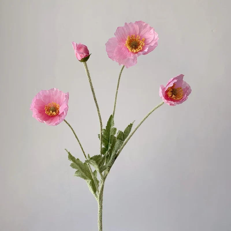 Lifelike Silk Poppy Flower Stem