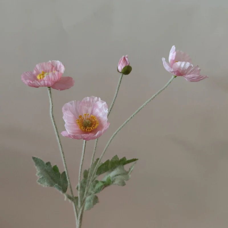 Lifelike Silk Poppy Flower Stem