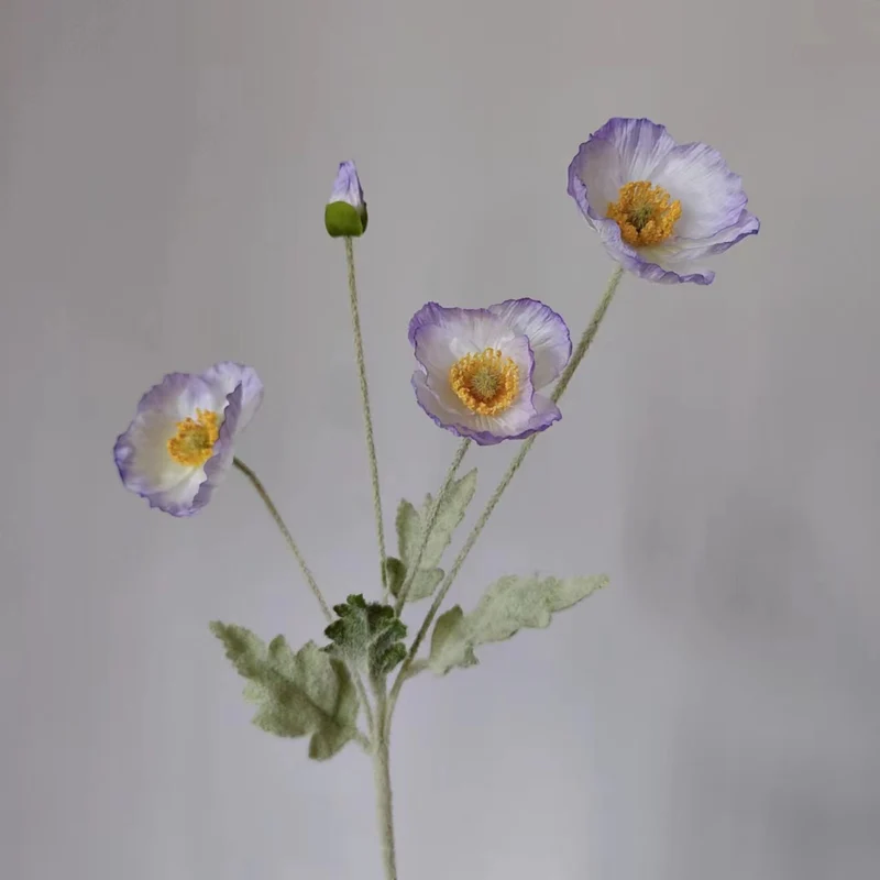 Lifelike Silk Poppy Flower Stem