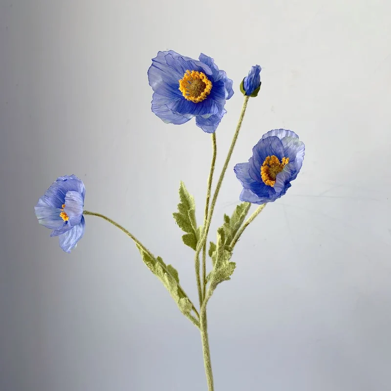 Lifelike Poppy Flower Stem