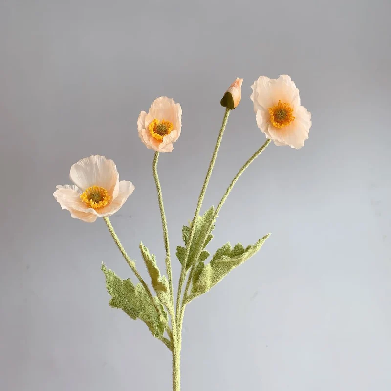 Lifelike Poppy Flower Stem