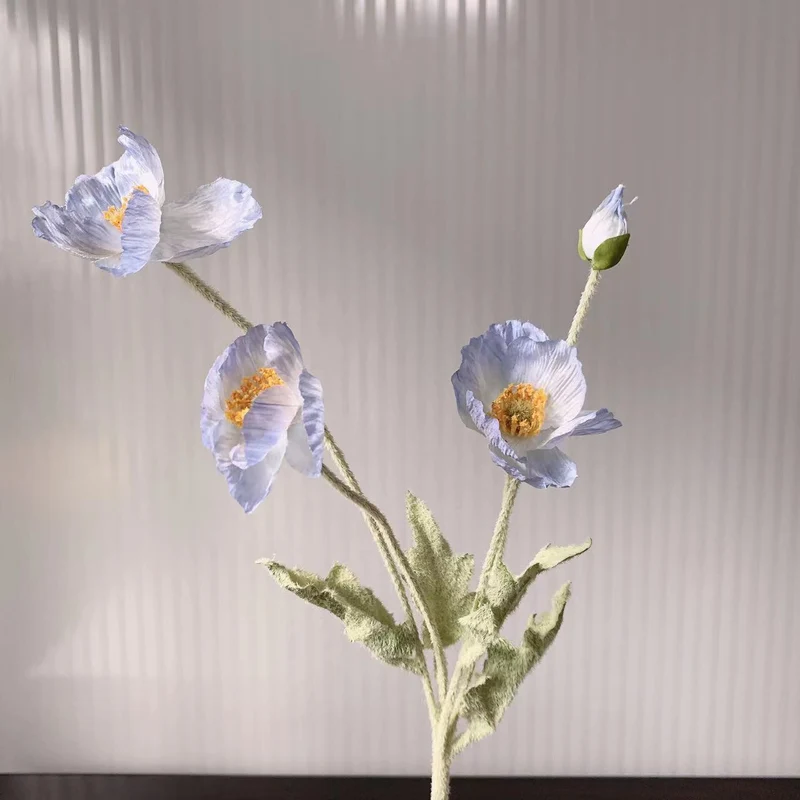 Lifelike Poppy Flower Stem
