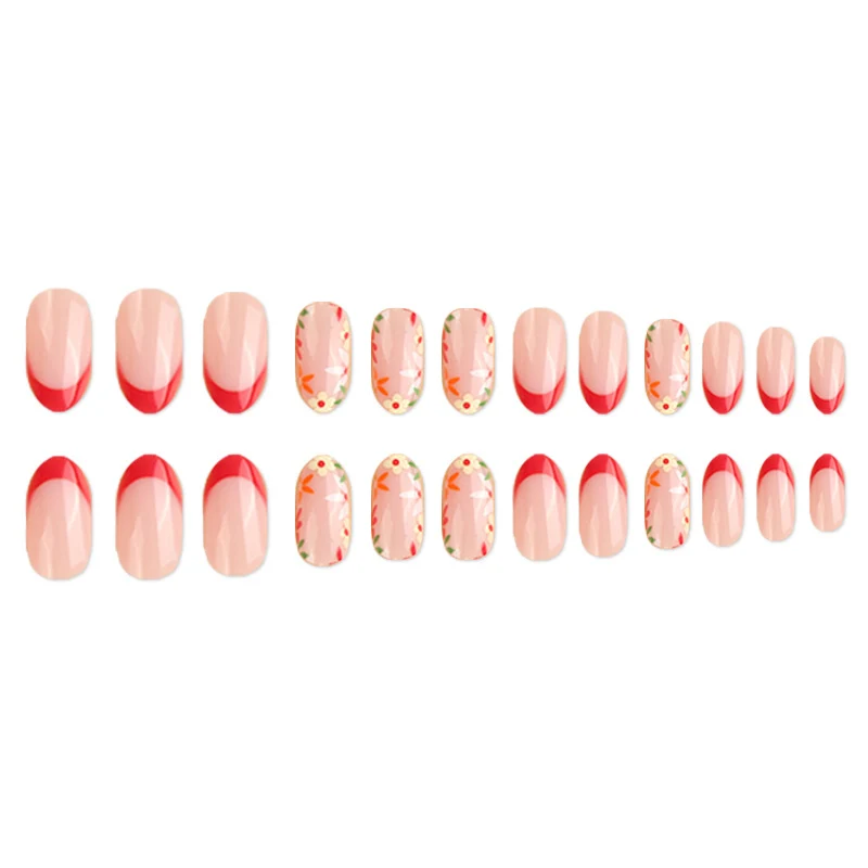 Floral Französische Spitze Falsche Nagelkunst Karnz