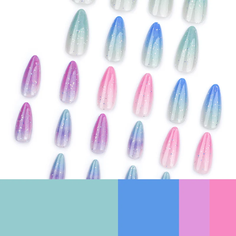 Artful Nail Extensions with Glitter Gradients Stornfield