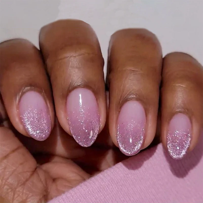 Artistic Nail Extensions with Glitter Gradient Stornfield