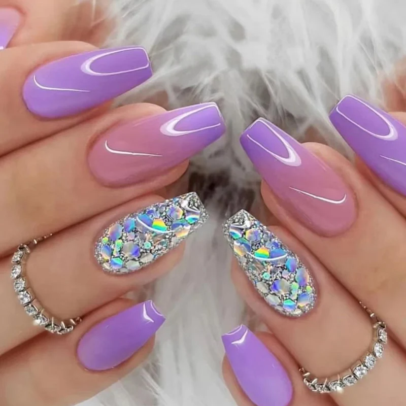 Artistic Nail Extensions with Glitter Design Stornfield
