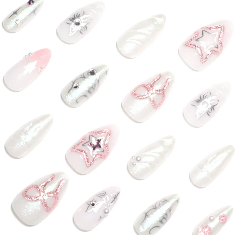 Artistic nail extensions with shiny embellishments Stornfield