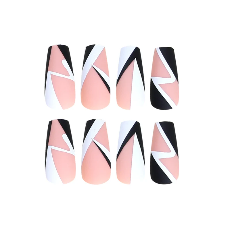 Artistic Nail Extensions with Geometric Design Stornfield
