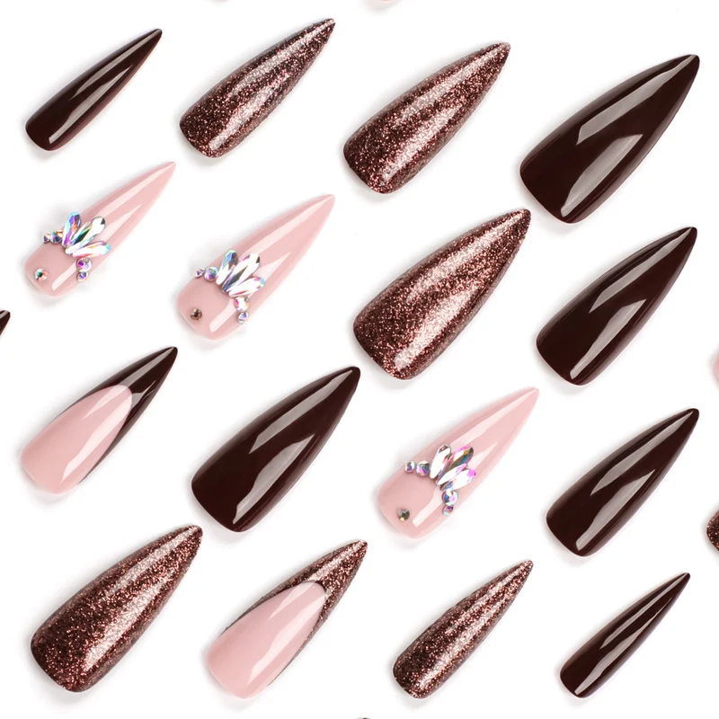 Artful Nail Extensions with Sparkling Accents Stornfield