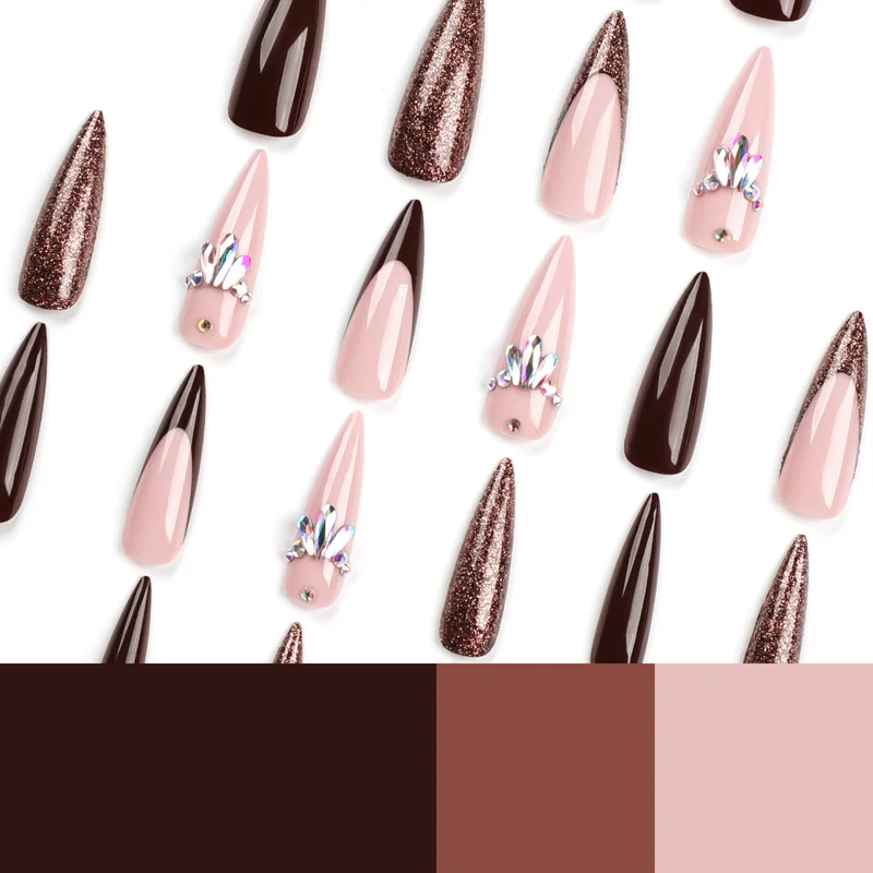 Artful Nail Extensions with Sparkling Accents Stornfield