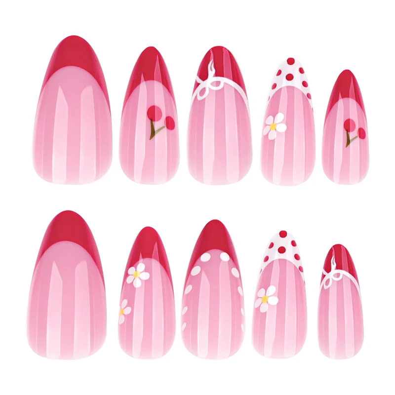 Artistic Nail Extensions with Cheerful Cherry Design Stornfield