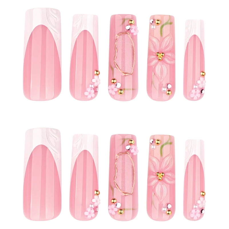 Artful nail extensions with floral embellishments Stornfield