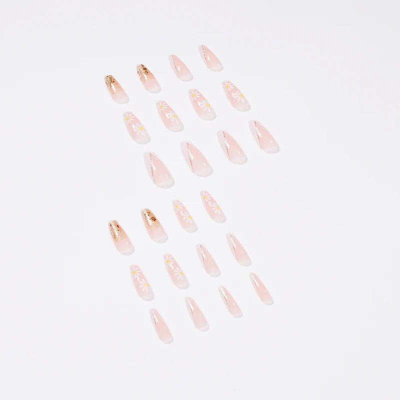 Artful nail extensions with floral designs and glitter accents Stornfield