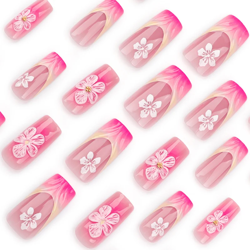 Artistic Nail Extensions with Floral Designs Stornfield