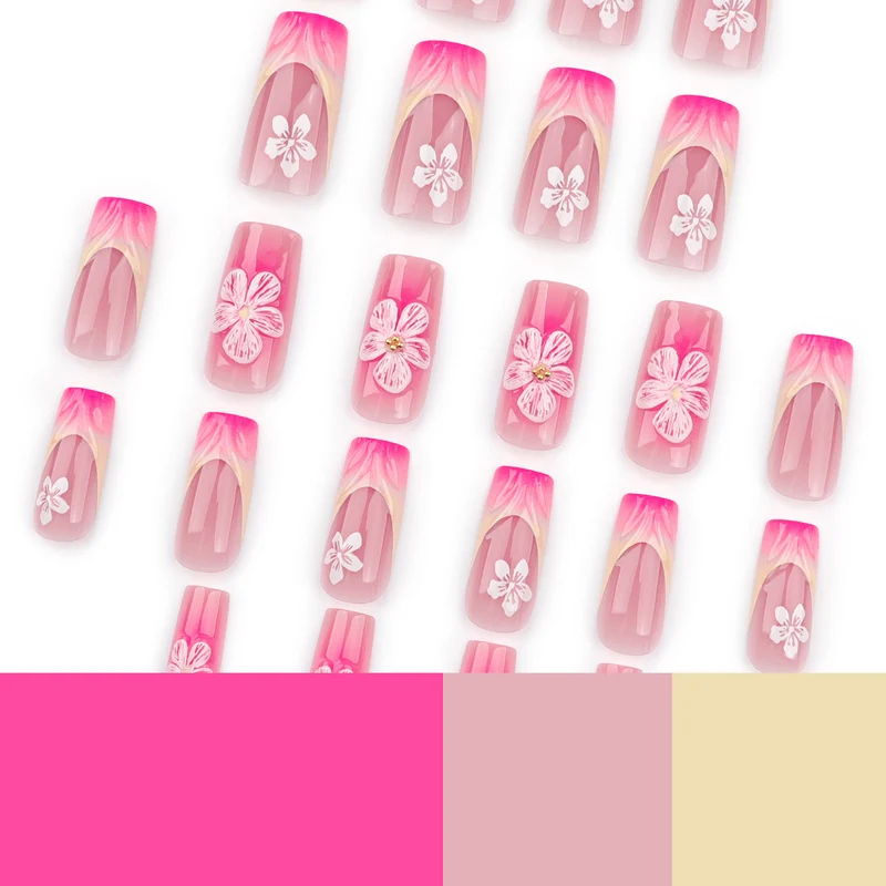 Artistic Nail Extensions with Floral Designs Stornfield