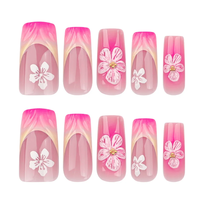 Artistic Nail Extensions with Floral Designs Stornfield