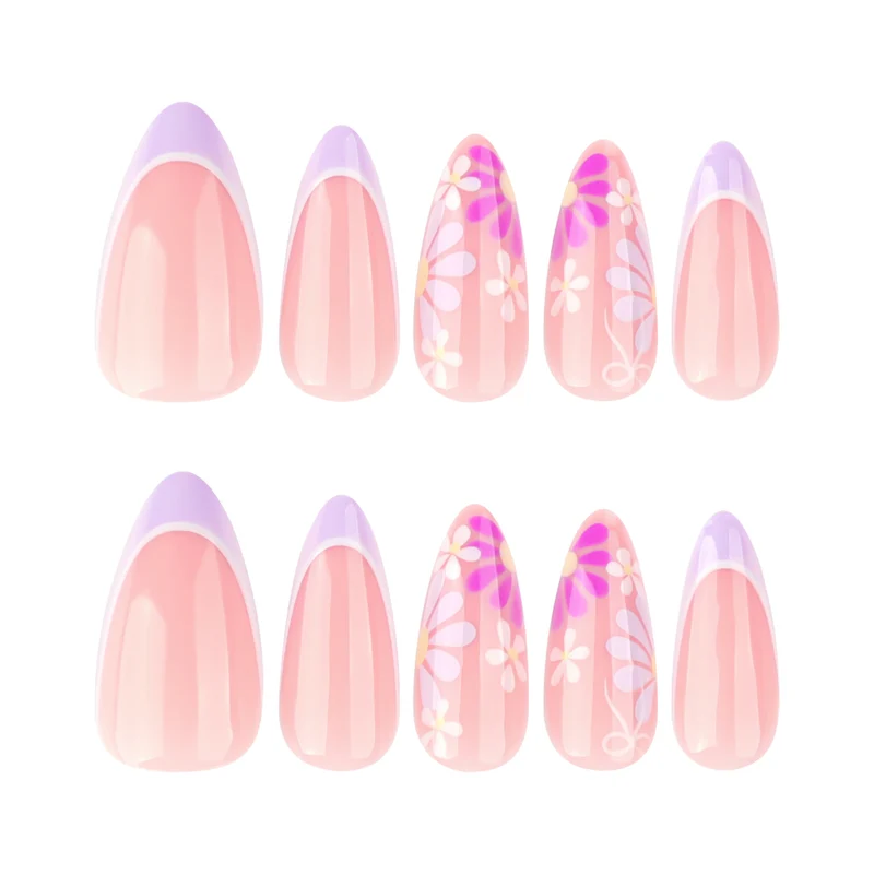 Artful nail extensions with floral accents and shine Stornfield