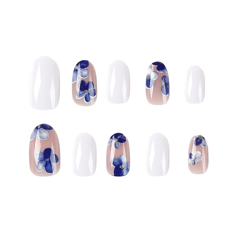Artful Nail Extensions with Floral Accents Stornfield